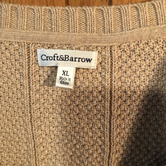 Gold Cable Knit Button Down Sweater - Picture 2 of 4